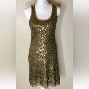 Max Studio Sparkling Gold Sequin Mini Dress